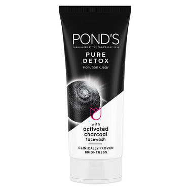 POND's Pure Detox Face Wash 200 g, Daily Exfoliating & Brightening Cleanser, Deep Cleans Oily Skin - With Activated Charcoal for Fresh, Glowing Skin & POND's Pure Detox Face Wash 100 g
